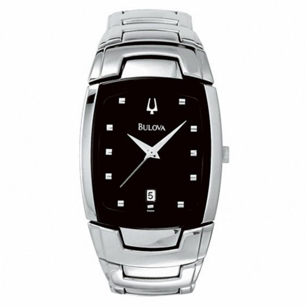 Men's Bulova Watch With Tonneau Black Dial